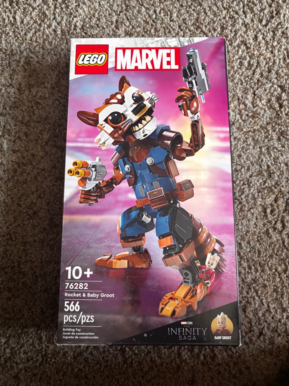 Lego Rocket & Baby Groot Display Build in Orange and Blue